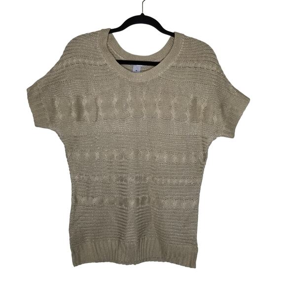 NWT New Directions Weekend Tan Short Sleeve Blouse Size Medium - Picture 1 of 4